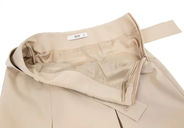 プラダPRADA ポリストレッチベルテッドプリーツスカート ベージュ38 K-82891_004