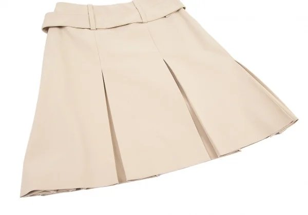 プラダPRADA ポリストレッチベルテッドプリーツスカート ベージュ38 K-82891_006
