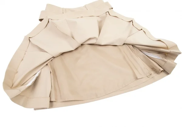 プラダPRADA ポリストレッチベルテッドプリーツスカート ベージュ38 K-82891_008
