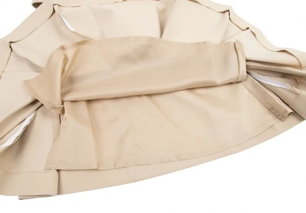 プラダPRADA ポリストレッチベルテッドプリーツスカート ベージュ38 K-82891_009
