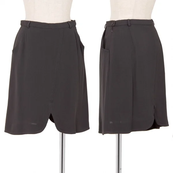 エンポリオアルマーニEMPORIO ARMANI ラウンドヘムレーヨンスカート チャコール38 K-82898_001