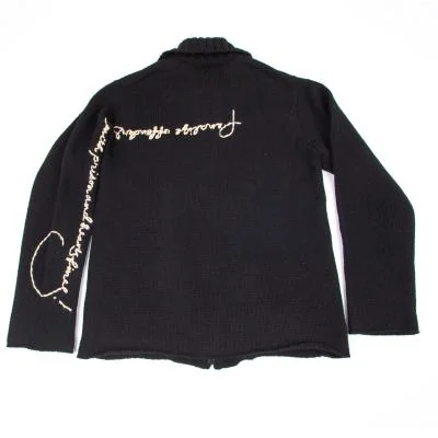 ヨウジヤマモト プールオムYohji Yamamoto POUR HOMME 英文字縫い付けウールニットブルゾン