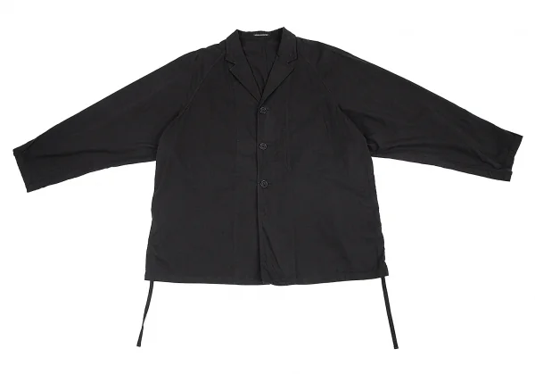 ヨウジヤマモト プールオムYohji Yamamoto POUR HOMME コットン染めラグランジャケット 黒3 K-82943_002
