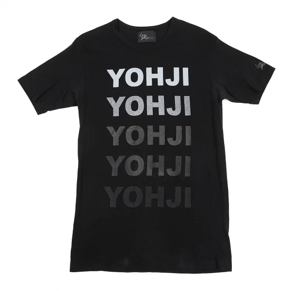 ヨウジヤマモトYohji Yamamoto 製品染めグラデーションタイポグラフィプリントTシャツ 黒3 K-83046_001