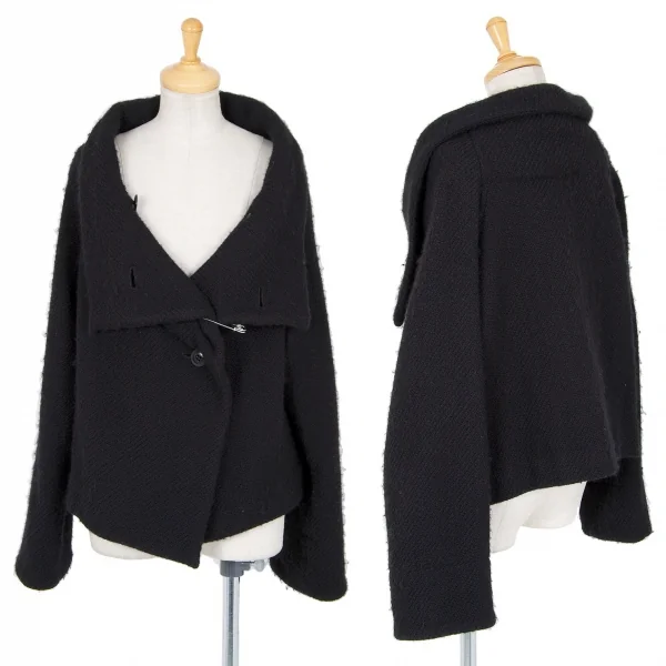 Y's Knit Raglan Double Jacket Black 2 K-83067_001
