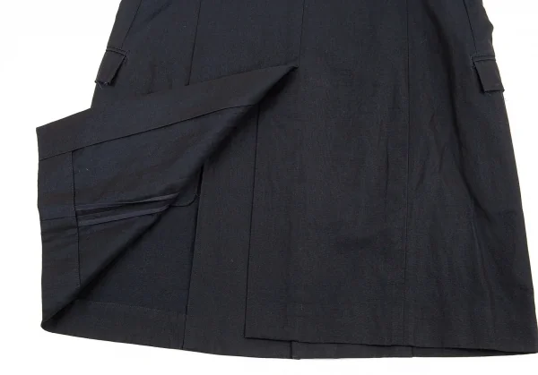 ヨウジヤマモト ノアールYohji Yamamoto NOIR コットンリネンフレンチスリーブピークドラペルロングジャケット 紺1 K-83070_017