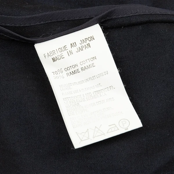 ヨウジヤマモト ノアールYohji Yamamoto NOIR コットンリネンフレンチスリーブピークドラペルロングジャケット 紺1 K-83070_019