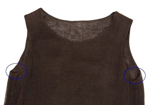 イッセイミヤケペルマネンテISSEY MIYAKEPERMANENTE リネンローゲージレイヤータンクトップチュニック 茶M K-83085_003