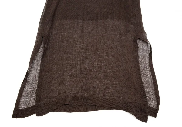 イッセイミヤケペルマネンテISSEY MIYAKEPERMANENTE リネンローゲージレイヤータンクトップチュニック 茶M K-83085_006