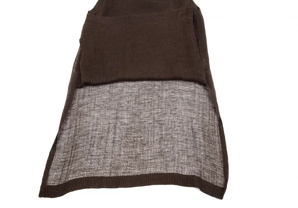 イッセイミヤケペルマネンテISSEY MIYAKEPERMANENTE リネンローゲージレイヤータンクトップチュニック 茶M K-83085_007