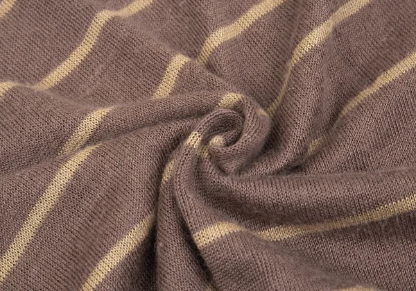 イッセイミヤケISSEY MIYAKE ボーダーリネン半袖ニット モカM位 K-83113_011