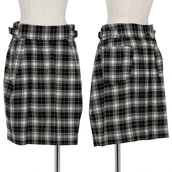 プランテーションPlantation サイドベルトチェックスカート オフ黒M K-83115_001