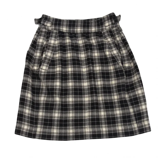 プランテーションPlantation サイドベルトチェックスカート オフ黒M K-83115_002