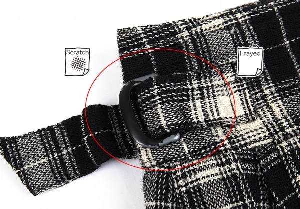 プランテーションPlantation サイドベルトチェックスカート オフ黒M K-83115_005