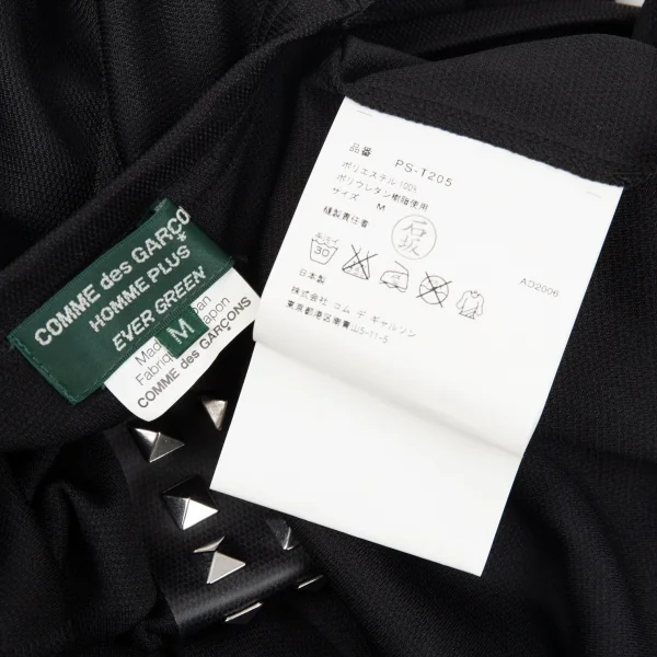 コムデギャルソン オムプリュス エバーグリーンCOMME des GARCONS HOMME PLUS EVER GREEN 裏ピラミッドスタッズメッシュTシャツ 黒M K-83137_013