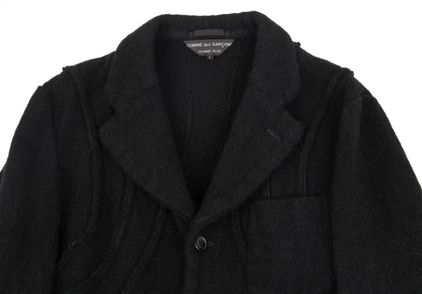 コムデギャルソン オムプリュスCOMME des GARCONS HOMME PLUS ウール製品染めカーブ切替ジャケット 黒L K-83175_002