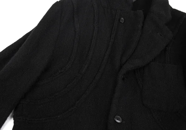 コムデギャルソン オムプリュスCOMME des GARCONS HOMME PLUS ウール製品染めカーブ切替ジャケット 黒L K-83175_005