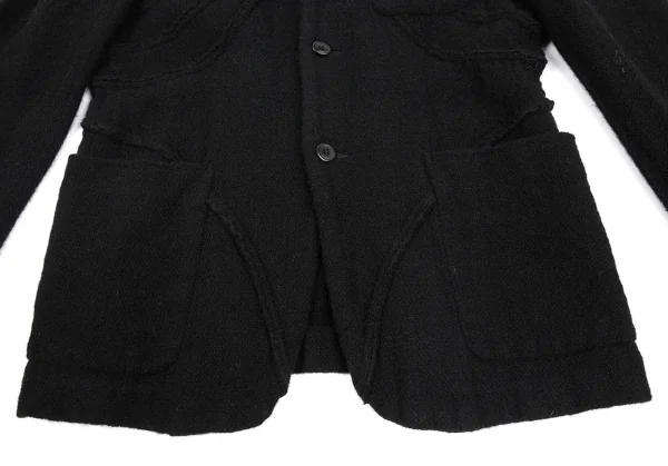 コムデギャルソン オムプリュスCOMME des GARCONS HOMME PLUS ウール製品染めカーブ切替ジャケット 黒L K-83175_010