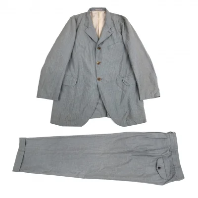 コムデギャルソン オムプリュスCOMME des GARCONS HOMME PLUS 製品脱色裏プリーツ装飾ピンストライプセットアップスーツ