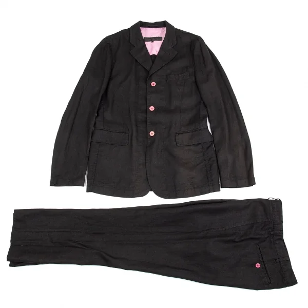 コムデギャルソン オムプリュスCOMME des GARCONS HOMME PLUS ピンクパンサー期リネン3Bジャケット 黒M K-83201_016