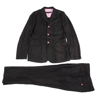 コムデギャルソン オムプリュスCOMME des GARCONS HOMME PLUS ピンクパンサー期リネン3Bセットアップスーツ 黒