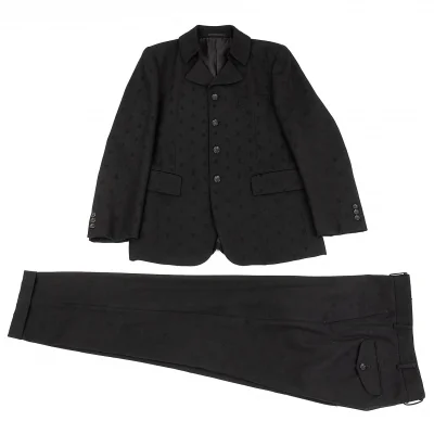 コムデギャルソン オムプリュスCOMME des GARCONS HOMME PLUS エンブレムドビー4Bセットアップスーツ 黒