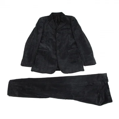 コムデギャルソン オムプリュスCOMME des GARCONS HOMME PLUS 太畝コーデュロイエンボスセットアップスーツ 黒