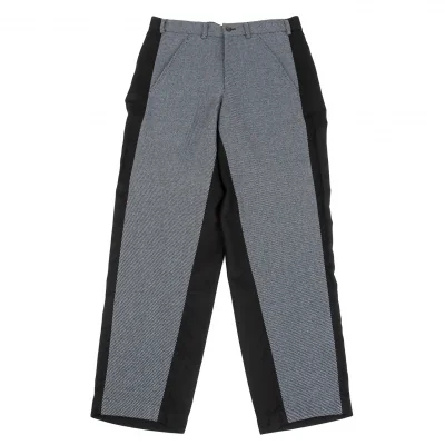 コムデギャルソン オムプリュスCOMME des GARCONS HOMME PLUS フロント異素材切替デザインパンツ 黒青グレー