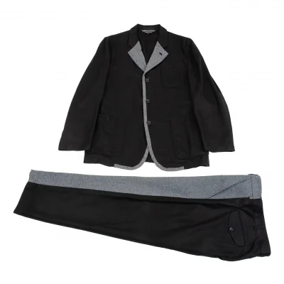 コムデギャルソン オムプリュスCOMME des GARCONS HOMME PLUS 異素材切替デザインセットアップスーツ 黒青グレー