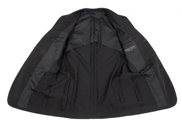 コムデギャルソン オムプリュスCOMME des GARCONS HOMME PLUS ウールギャバフェイクレザーパッチポケットジャケット 黒M K-83249_012