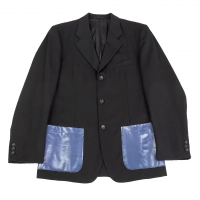 コムデギャルソン オムプリュスCOMME des GARCONS HOMME PLUS ウールギャバフェイクレザーパッチポケットジャケット