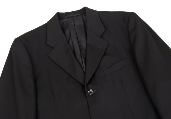 コムデギャルソン オムプリュスCOMME des GARCONS HOMME PLUS ウールギャバフェイクレザーパッチポケットジャケット 黒M K-83249_002