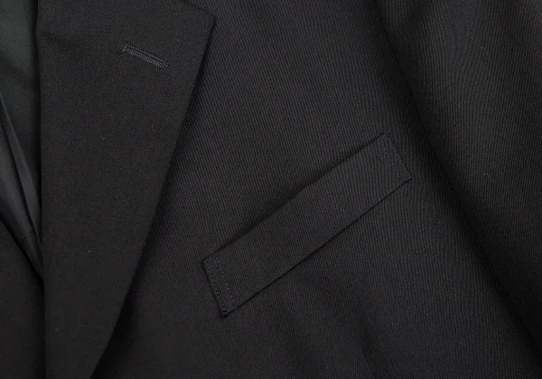 コムデギャルソン オムプリュスCOMME des GARCONS HOMME PLUS ウールギャバフェイクレザーパッチポケットジャケット 黒M K-83249_005