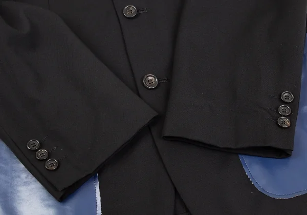 コムデギャルソン オムプリュスCOMME des GARCONS HOMME PLUS ウールギャバフェイクレザーパッチポケットジャケット 黒M K-83249_008