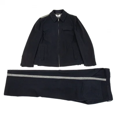 コムデギャルソン オムプリュスCOMME des GARCONS HOMME PLUS ウールナイロンインサイドアウトシームスイングトップセットアップ 紺グレー