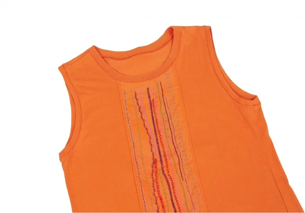 イッセイミヤケ ハートISSEY MIYAKE HaaT フロント刺繍貼り付けタンクトップ オレンジ2 K-83314_003