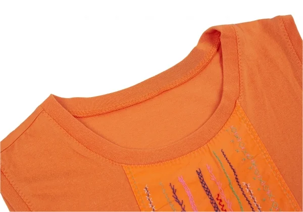 イッセイミヤケ ハートISSEY MIYAKE HaaT フロント刺繍貼り付けタンクトップ オレンジ2 K-83314_004