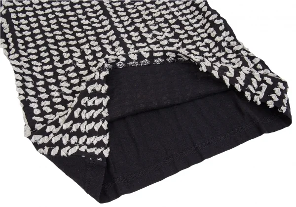 イッセイミヤケ ハートISSEY MIYAKE HaaT ちぎり装飾ノースリーブスキッパー 黒白2 K-83322_010