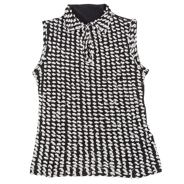 イッセイミヤケ ハートISSEY MIYAKE HaaT ちぎり装飾ノースリーブスキッパー 黒白2 K-83322_002
