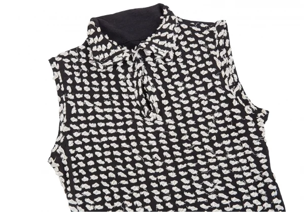 イッセイミヤケ ハートISSEY MIYAKE HaaT ちぎり装飾ノースリーブスキッパー 黒白2 K-83322_003