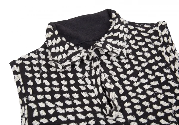 イッセイミヤケ ハートISSEY MIYAKE HaaT ちぎり装飾ノースリーブスキッパー 黒白2 K-83322_004