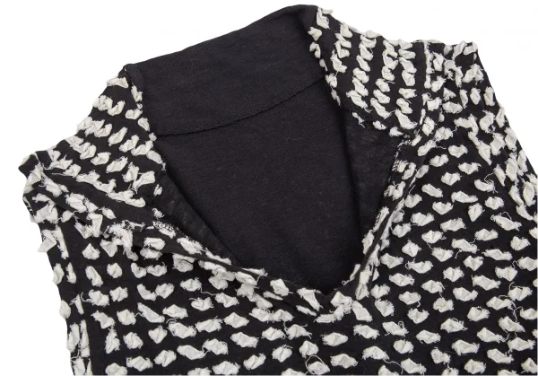 イッセイミヤケ ハートISSEY MIYAKE HaaT ちぎり装飾ノースリーブスキッパー 黒白2 K-83322_006
