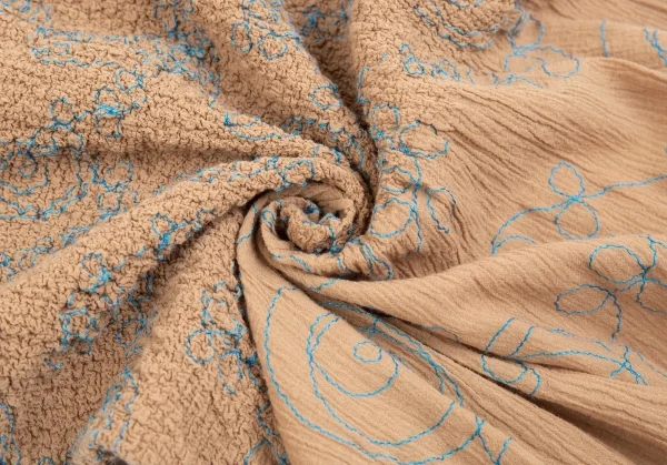 イッセイミヤケミーISSEY MIYAKE me カリフラワー刺繍ワンピース モカM位 K-83329_011