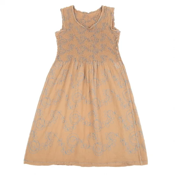 イッセイミヤケミーISSEY MIYAKE me カリフラワー刺繍ワンピース モカM位 K-83329_002