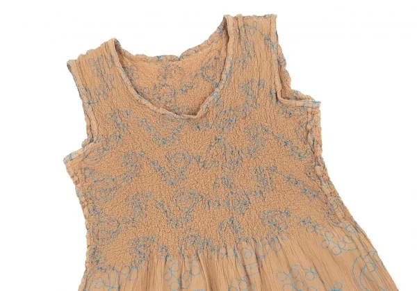 イッセイミヤケミーISSEY MIYAKE me カリフラワー刺繍ワンピース モカM位 K-83329_003