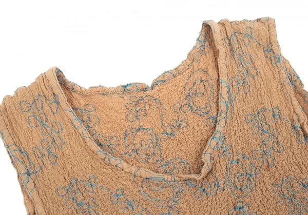 イッセイミヤケミーISSEY MIYAKE me カリフラワー刺繍ワンピース モカM位 K-83329_004