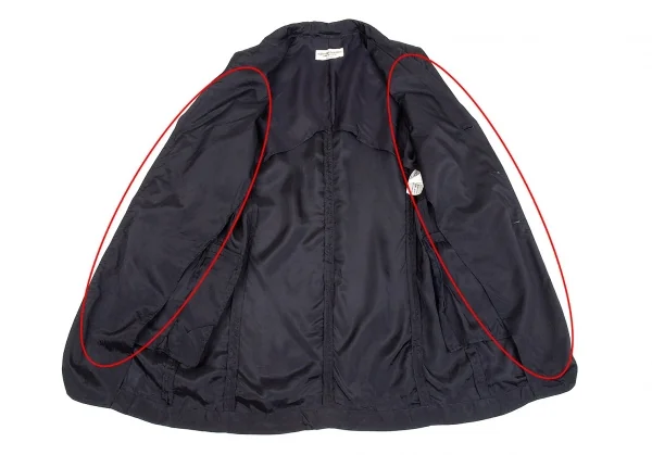 ローブドシャンブル コムデギャルソンrobe de chambre COMME des GARCONS レーヨンロングジャケット 紺M位 K-83333_010