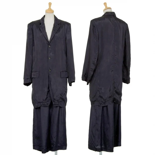 ローブドシャンブル コムデギャルソンrobe de chambre COMME des GARCONS レーヨンロングジャケット 紺M位 K-83333_017