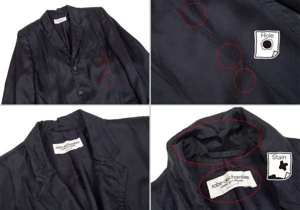 ローブドシャンブル コムデギャルソンrobe de chambre COMME des GARCONS レーヨンロングジャケット 紺M位 K-83333_003