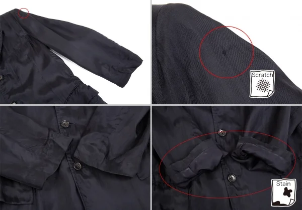 ローブドシャンブル コムデギャルソンrobe de chambre COMME des GARCONS レーヨンロングジャケット 紺M位 K-83333_006
